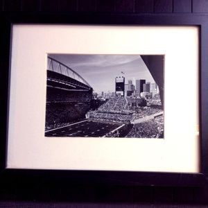 Framed Seattle Seahawks stadium b&w print
